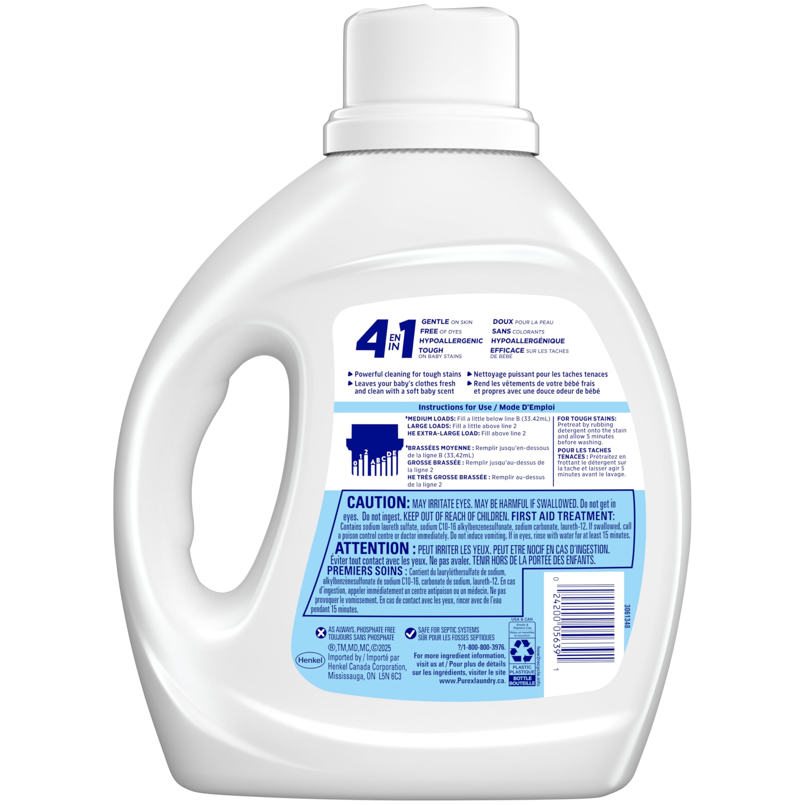 Purex Baby Soft, Concentrated Hypoallergenic Liquid Laundry Detergent for Babies, Free of Dyes, Pediatric Dermatologist Tested, Gentle on Skin, 1.94L, 58 Wash Loads, HE Compatible - 2