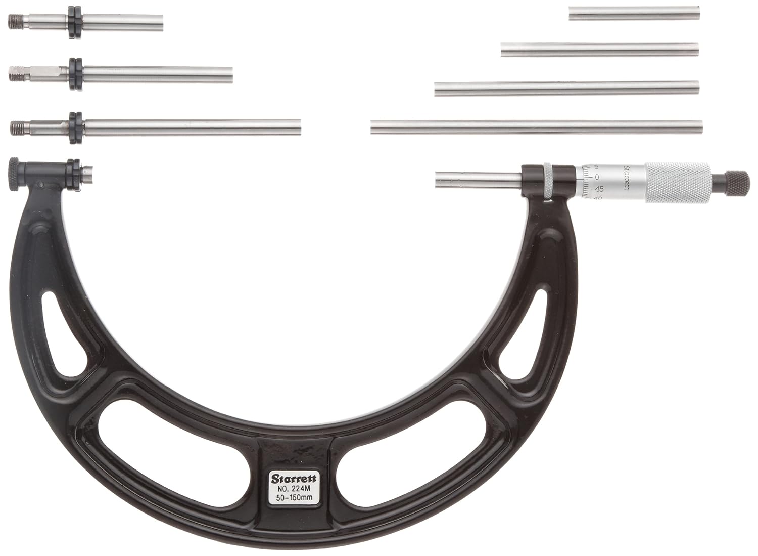 Starrett 224MGRLZ Interchangeable Anvil Micrometer, Ratchet Stop, Lock