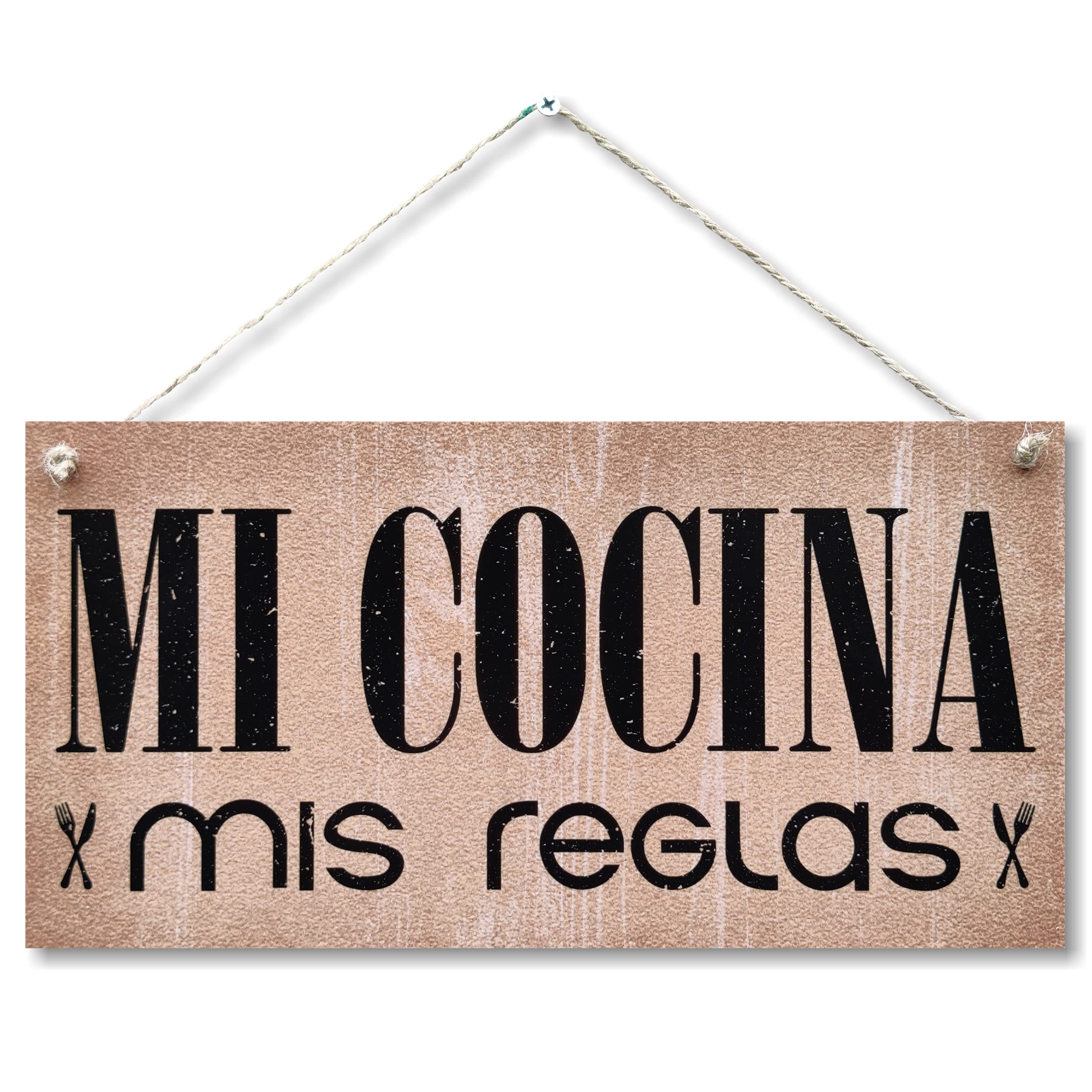 CARISPIBET Mi Cocina mis reglas carteles decorativos placas de decoración adornos colgantes 15 x 30 cm