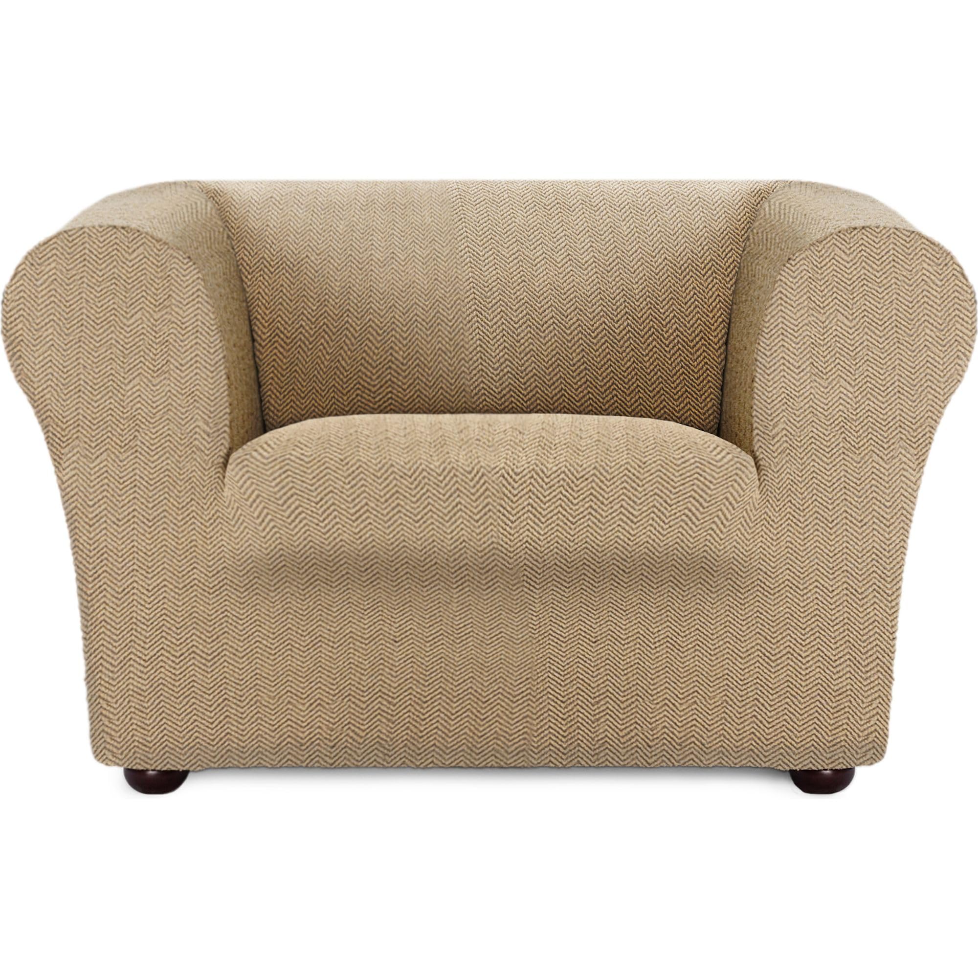 Housse de canapé bi-élastique beige au design ajusté haut de gamme