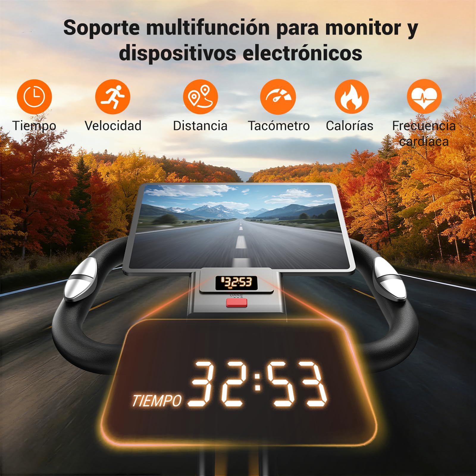 CURSOR Bicicleta estática plegable, 5 en 1Bicicleta spinning profesional | con Resistencia Magnética de 16 Niveles, Bicicleta estatica plegable para el hogar Bici de Sala con Asiento Cómodo, MAX136 kg