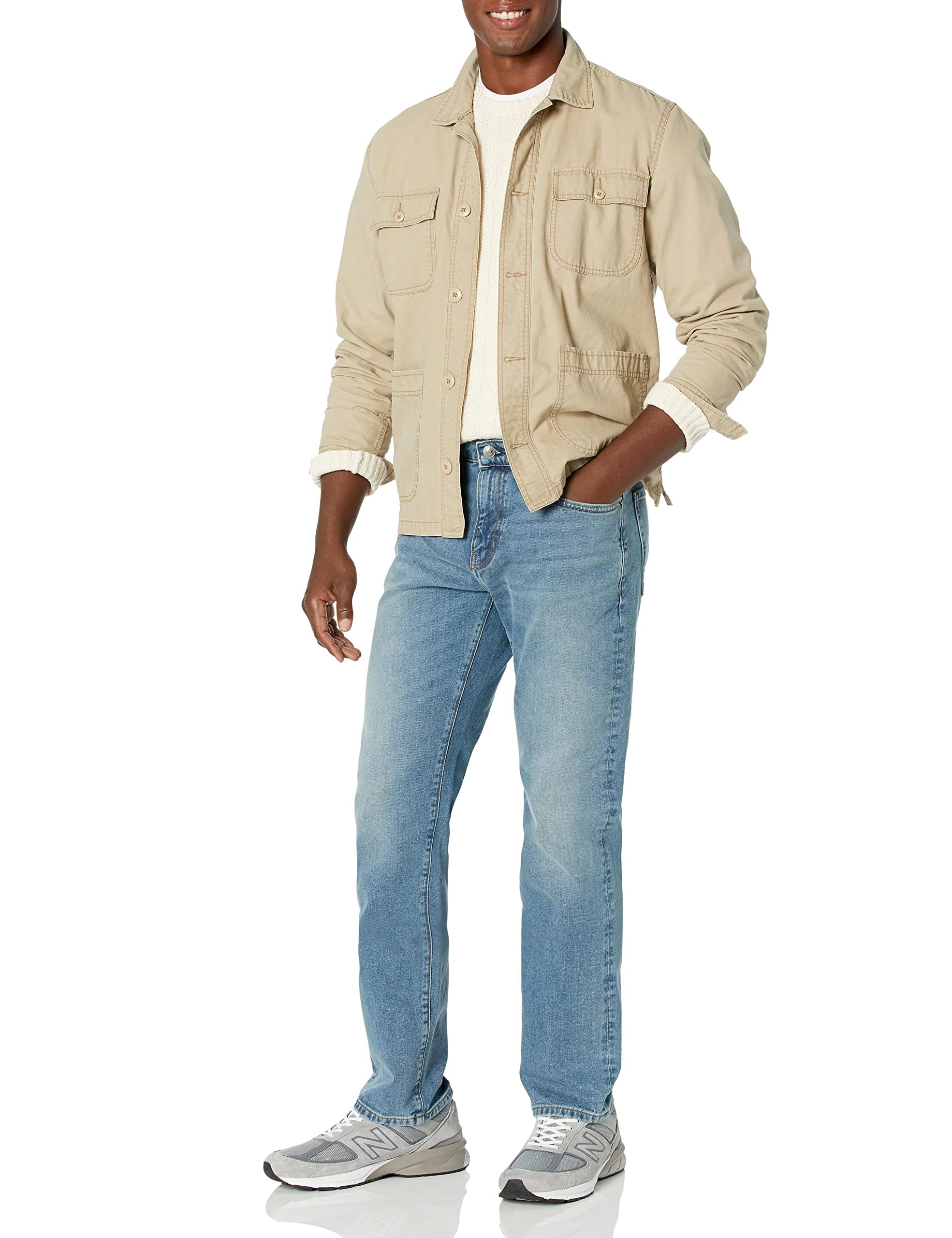 Amazon Essentials Pantalón Vaquero Elástico de Ajuste Recto - colores interrumpidos Hombre