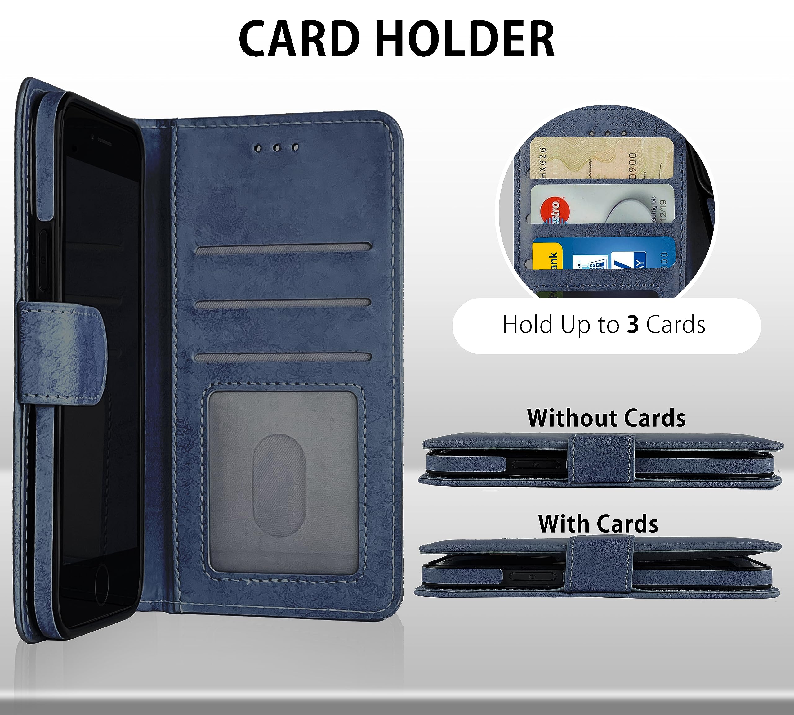 MyGadget Cover per iPhone SE 2022 | 2020 | 7 | 8 - Custodia Libretto Magnetica - Custodia Portafoglio Flip Wallet Case Porta Carte in Similpelle Removibile Blu Chiaro