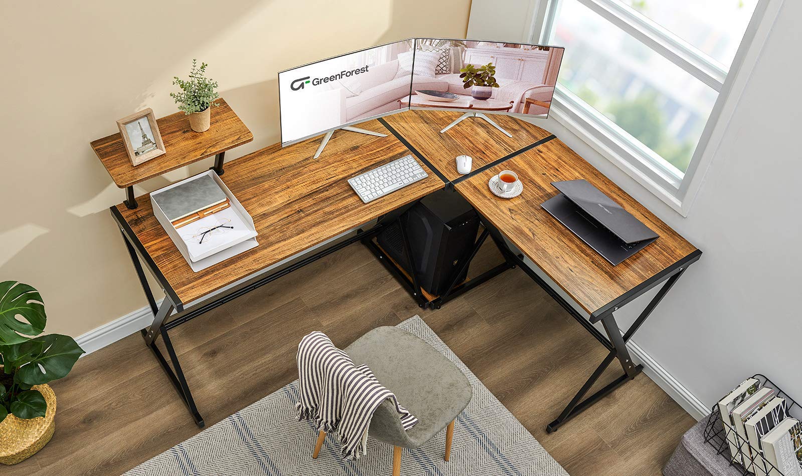 Buy GreenForest L Shaped Desk 58 inch, Reversible Corner Computer