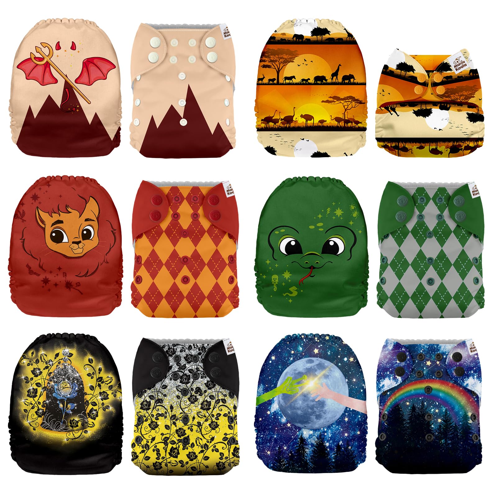Mama Koala 1.0 Cloth Diapers for Babies, 6 Pack Pocket Shell Only (NO Inserts) - One Size Washable and Reusable Pocket Diapers for Newborns and Toddlers - 160089