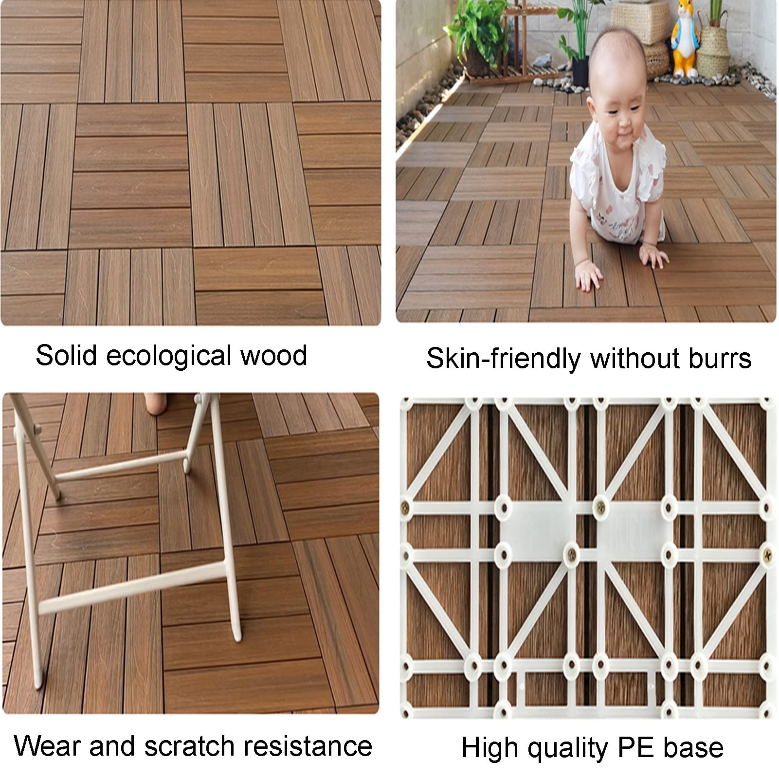 rutschfeste Duschmatte, Badematte, wasserdichte Terrassenfliesen, wetterfeste Balkon-Verbindungsleisten, Abtropfbrett für Badezimmer, 3 Farben (Farbe: Dunkelbraun, Größe)