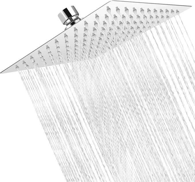 Large Shower Head, 10 Inch 360° Adjustable Angle Square Shower Head, Universal HighPressure