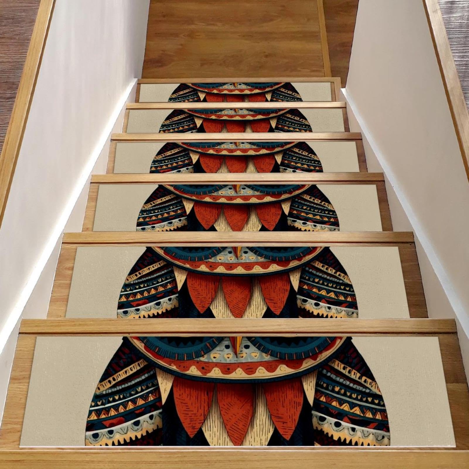 Tapis d'escalier antidérapant en bois 76x20 cm pour marches intérieures