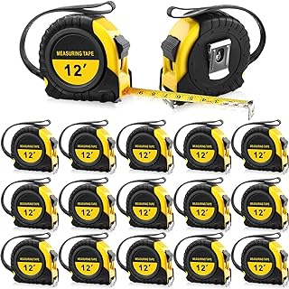 20 Pieces Tape Measure 12 ft Retractable Measuring Tape Measure Small Measure Tape with Fractions Marked Easy Read Measuring Tape Bulk Set for Engineer Contractors, Autowind and Lock, Yellow