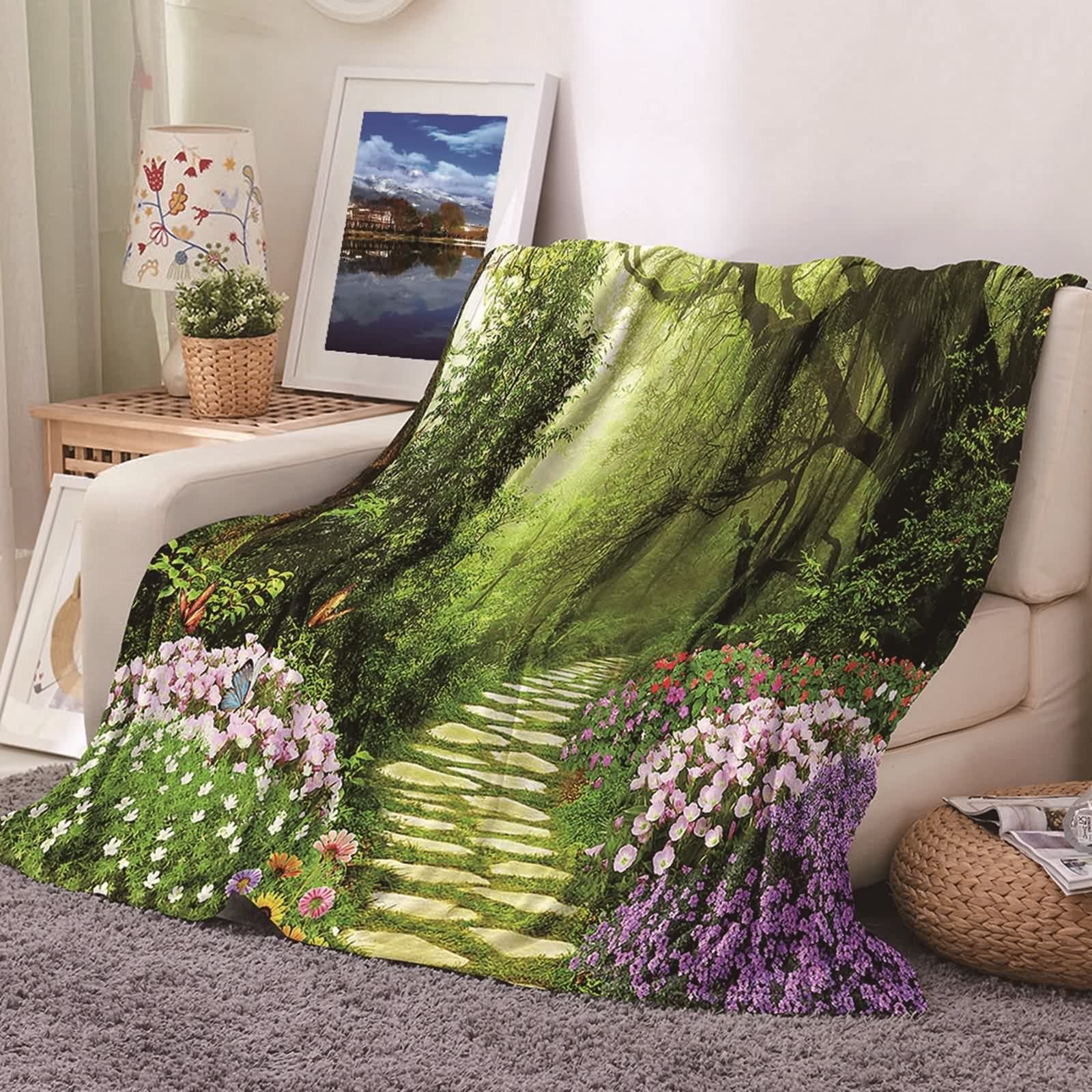 Plaid polaire 180x200cm flannel vert pour remplacer les couvertures lourdes et rêches