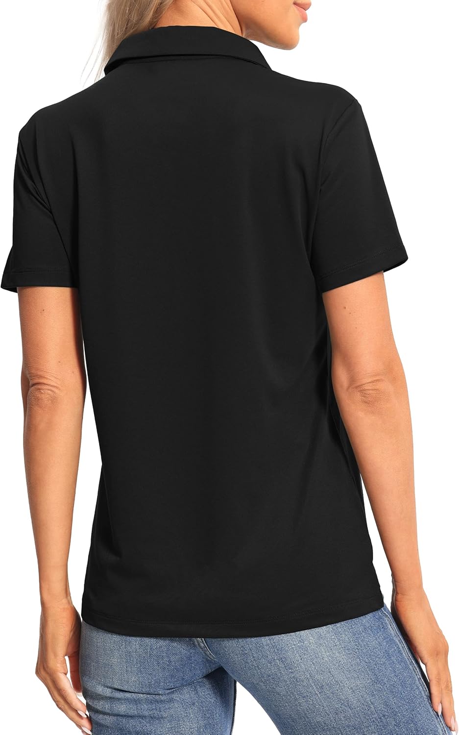 Hiverlay Women's Golf Shirt Short Sleeve V Neck Collar Polo Shirts Athletic Tennis Tops Lightweight Quick Dry UPF 50+