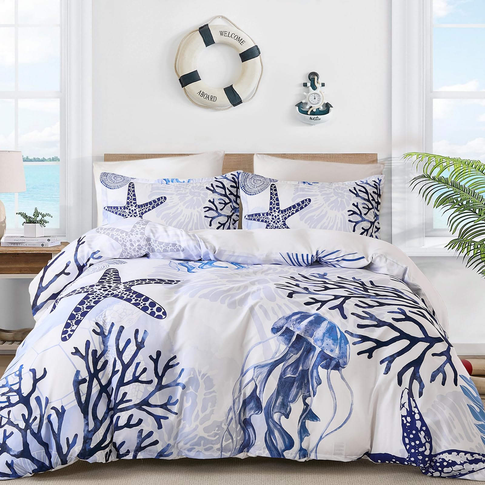 DJY Jellyfish Double Duvet Cover – Ocean 3-Piece Bedding Set, Wrinkle-Resistant & Lightweight Design with Hidden Zipper (Purple, 200x200cm) — image 1