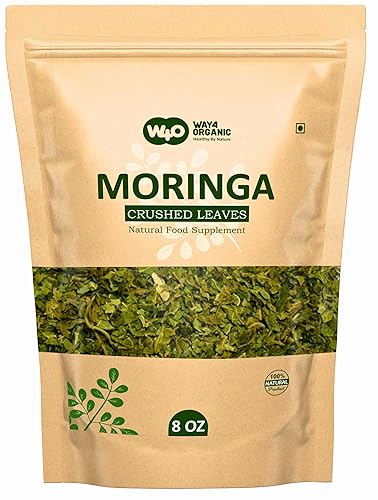 Té Moringa hojas secas frescas cortadas 8 onzas (0.5 libras), rica fuente de antioxidantes (1 paquete - 8 onzas)