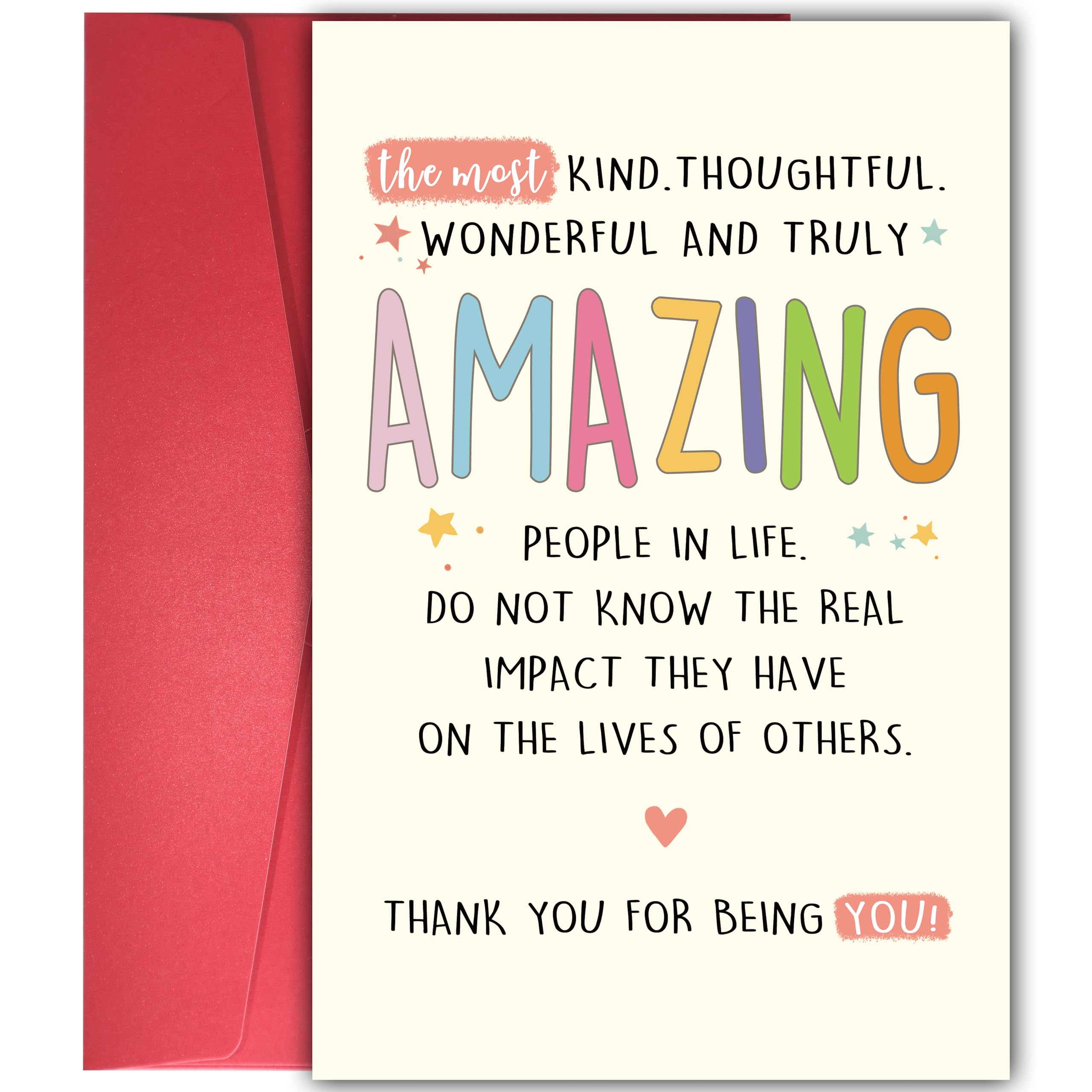 YIWANSIN Cute Thank You Card for Best Friend Bestie, Appreciation Gifts for Teacher Boss Coworker Doctor, Sweet Friendship Card with ‘Thank You for