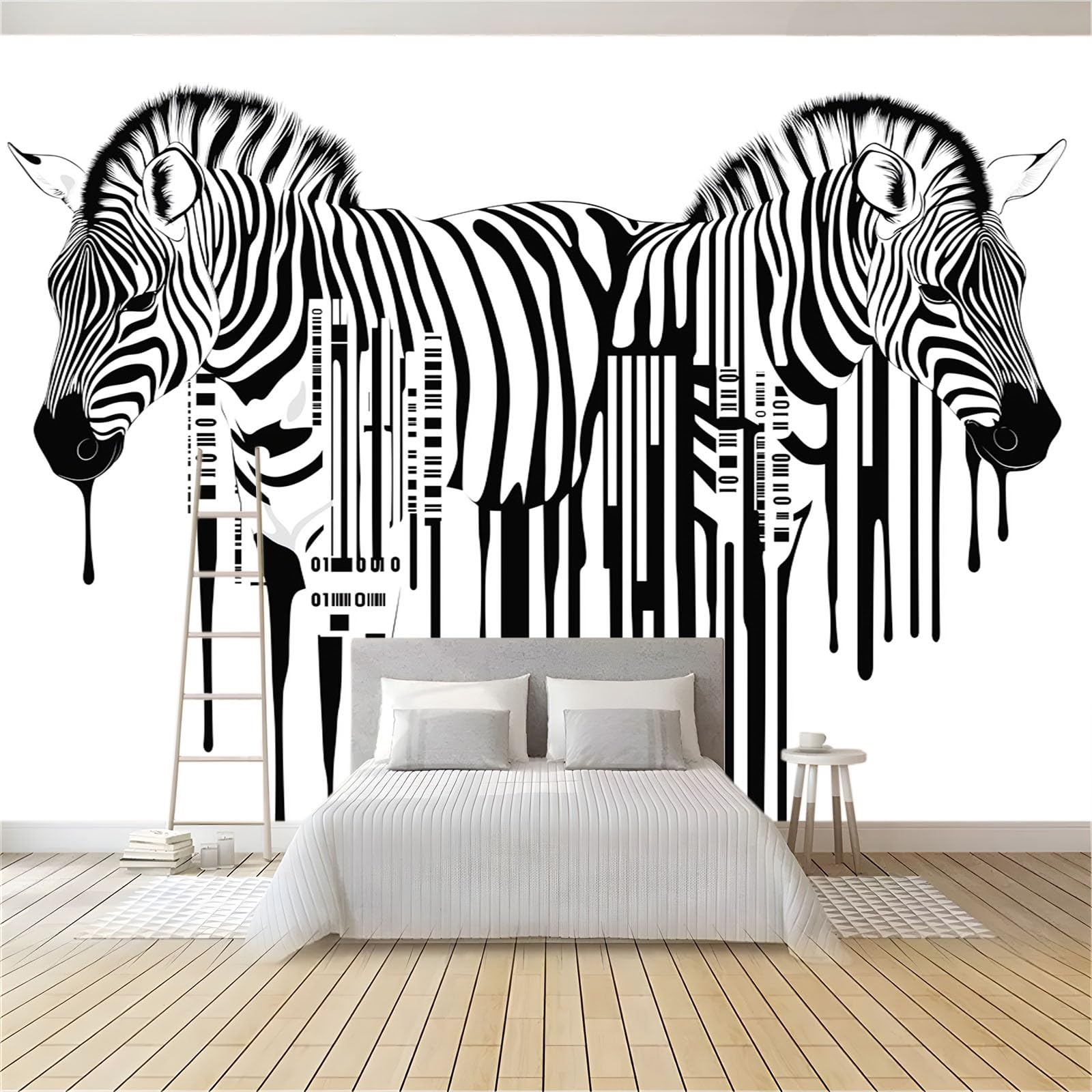 Fototapeta z włókniny 300 x 210 cm niestandardowe tapety fotograficzne efekt 3D prosty zebra zwierzę tapeta do sypialni salonu tło telewizora sofa dekoracja biały czarny