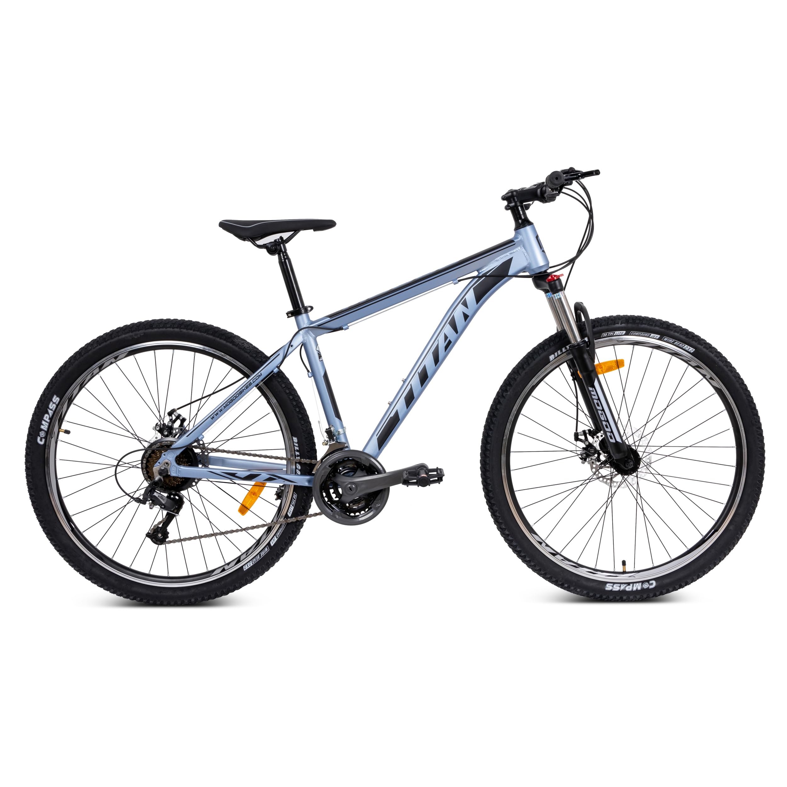 Mogoo Titan Aluminum Alloy Mountain Bike 24/26/27.5/29 Inch, 21-Speed, Bicycle Adult, Mechanical Disc Brakes, Adjustable Seat, 21-Gear, Suspension MTB Cycle for Men and Women