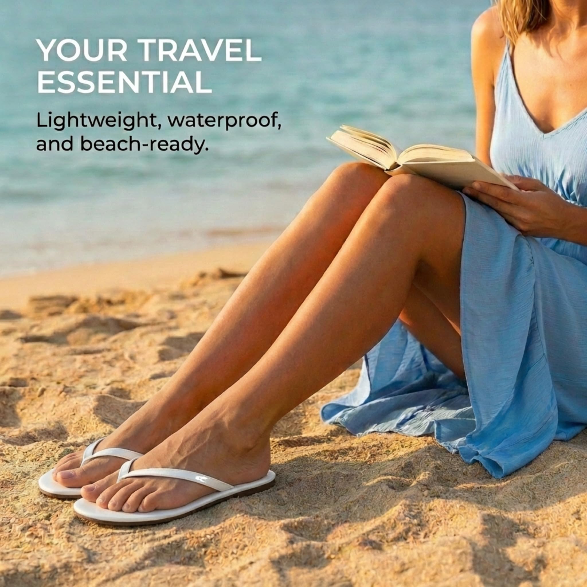 EMMA NEW YORK Flat Sandals for Women, Thong Flip Flops for Women, Cushioned Footbed, Slim Strap (White Patent, 9)
