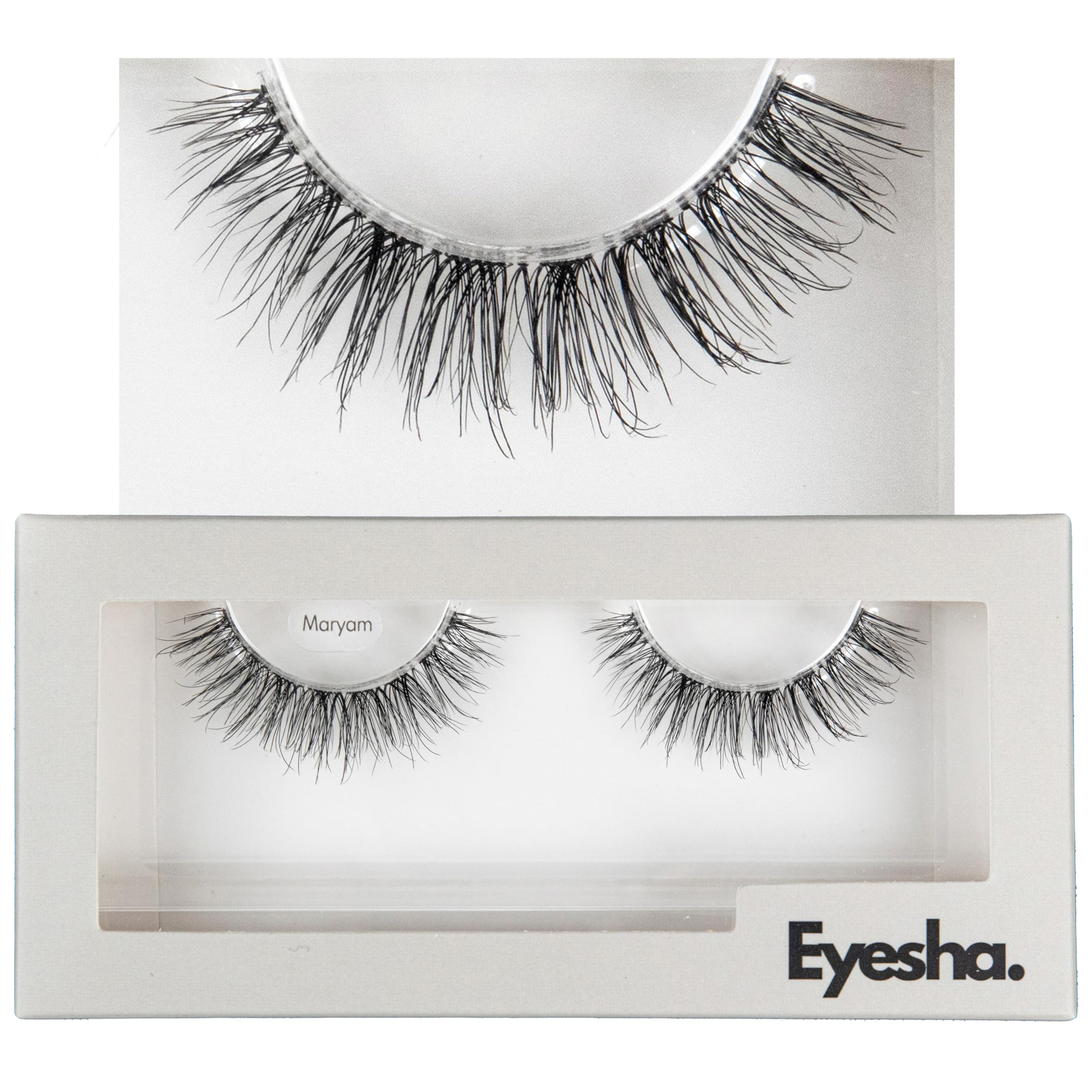 EyeshaMaryam Vegan False Eyelashes, Cat Eye Look, Handmade 3D Mink Style Lashes, Reusable up to 20 Times, Lightweight, Thin Band, Volume Wispies for Natural and Glamorous Makeup