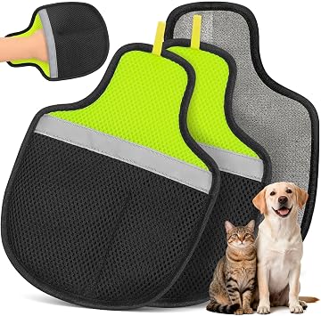 Flashseen Pet Hair Removal Glove for Cats & Dogs, Reusable Electrostatic Pet Hair Gloves, Pet Hair Remover Tool for Clothing, Couch, Carpet, Car Seat 2PcsBlack