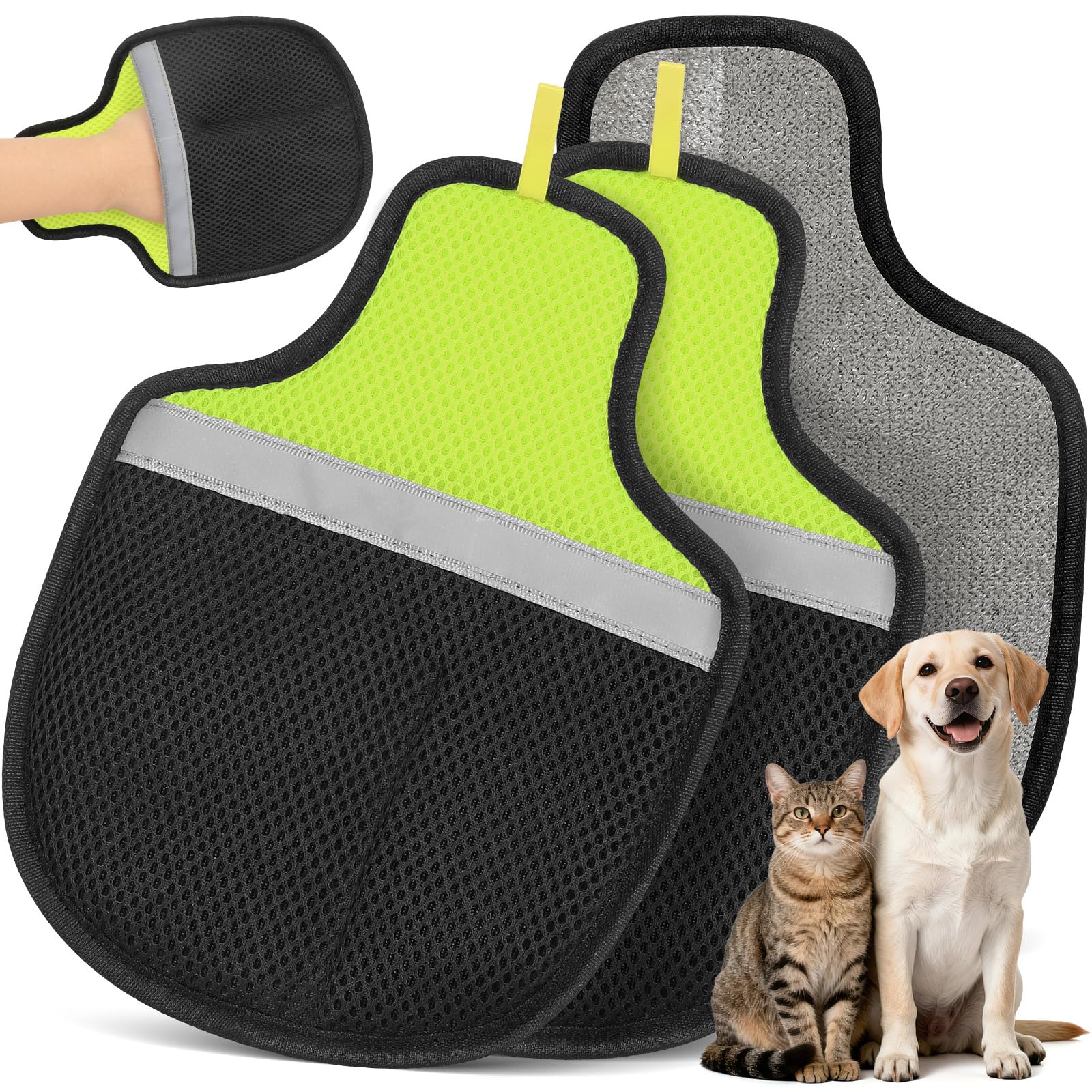 Gant d'épilation d'animaux Flashseen noir pour poils de chats et chiens