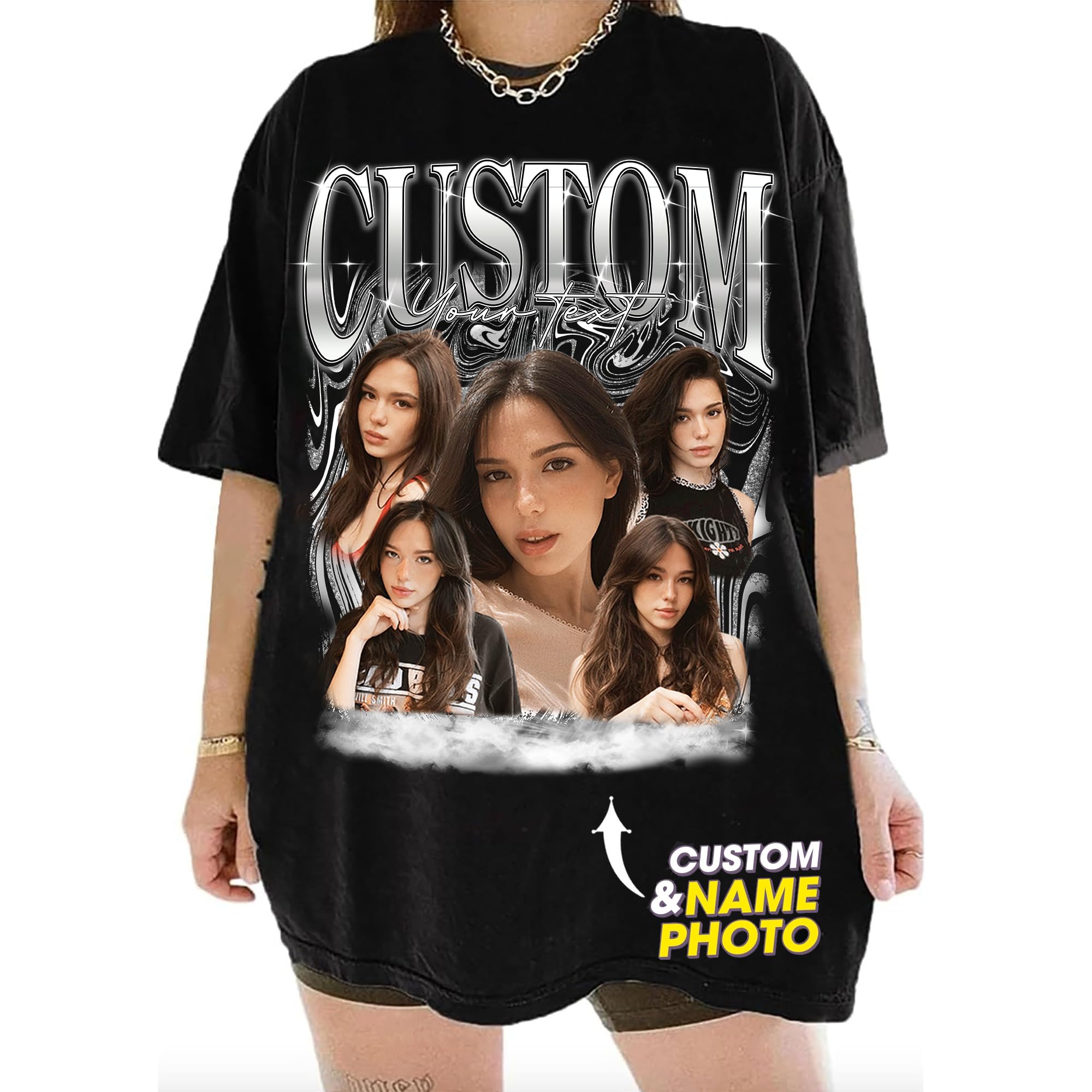 NAZENTI Custom Bootleg Rap Tee, Custom T-Shirts with Picture, Retro Custom Bootleg, Valentine's Gifts for Him Her