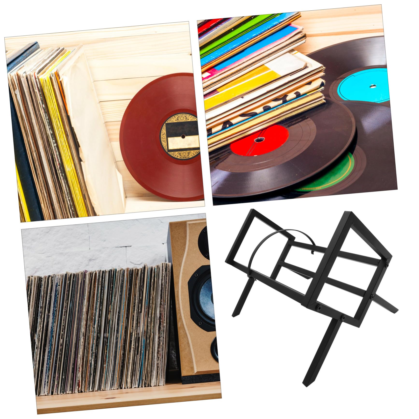 Ciieeo Porta Dischi Vinili in Ferro Nero Design Moderno e Semplice, Espositore da Tavolo per Organizzare Vinili senza Graffiare, Supporto Robusto per Album