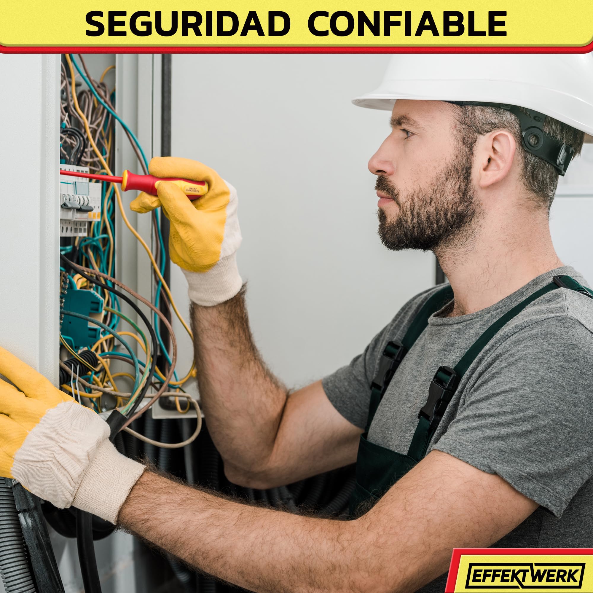 Juego de destornilladores para electricistas de 7 piezas - 4 ranurados, 2 destornilladores Phillips con probador de voltaje - 1000V aislados y probados VDE con puntas magnéticas