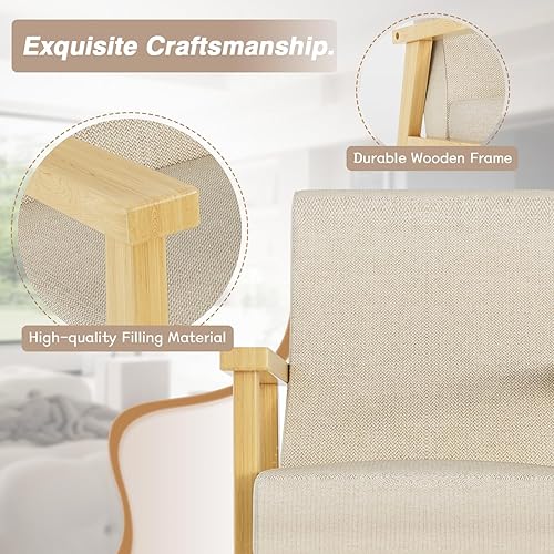 Miniatura 5 de YESHOMY Silla decorativa moderna Mid-Century con marco de madera maciza y cojín grueso para sala de estar, dormitorio, oficina en casa, juego de 2,