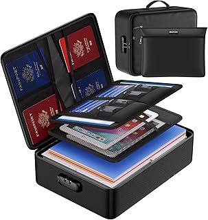 ENGPOW Fireproof Document Bag with Lock,File Organizer Set with Zipper Money Case,5 Layers Protection Fireproof Safe Storage for Important Documents,Passport,Laptop,14.2"*10.6"*4",Soft Case