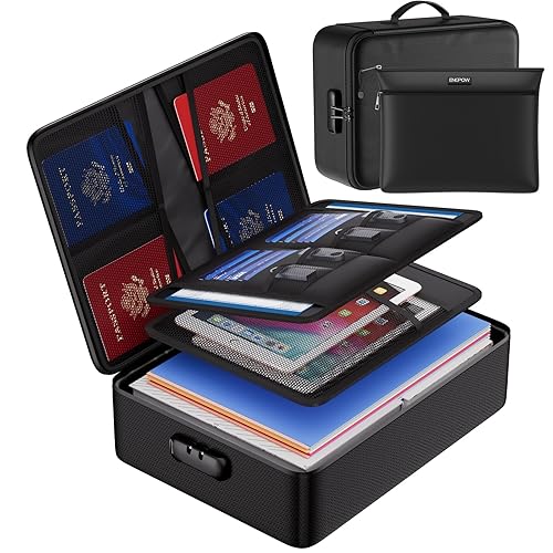 ENGPOW Fireproof Document Bag with Lock,File Organizer Set with Zipper