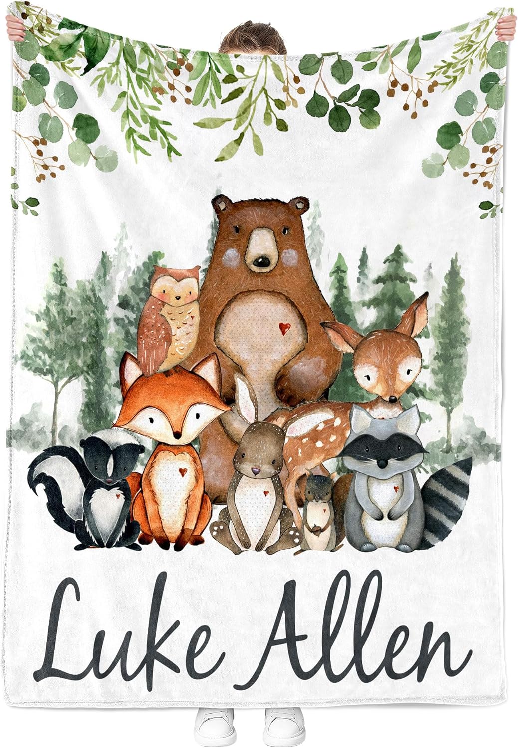 MDPrints Global Personalized Woodland Baby Blanket for Boys, Plush Fleece Blanket for Newborn Boy, Personalized Baby Gifts for Baby Shower, Stroller Blanket