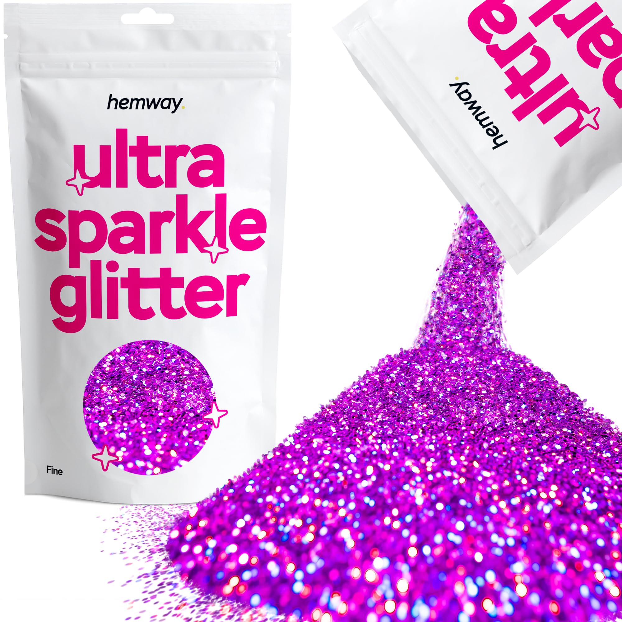 Hemway Ultra Sparkle Glitter Baby Pink Iridescent 100g Fine | Glitter for Arts & Craft, Makeup, Nail Art, Crafting, Card Making, Sparkle Decoration — view 150