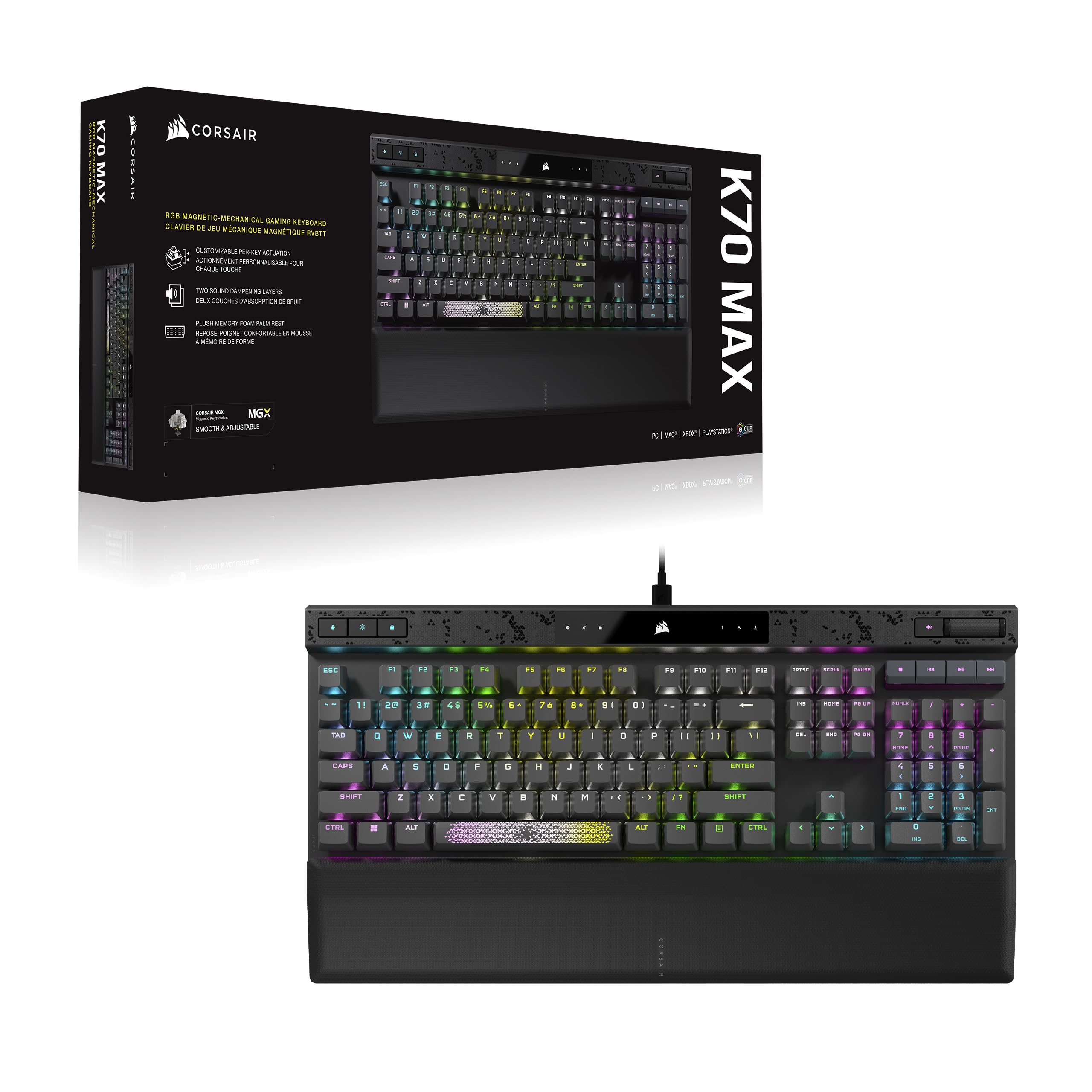 Corsair K70 MAX RGB Kabelgebundene Gaming-Tastatur Grau
