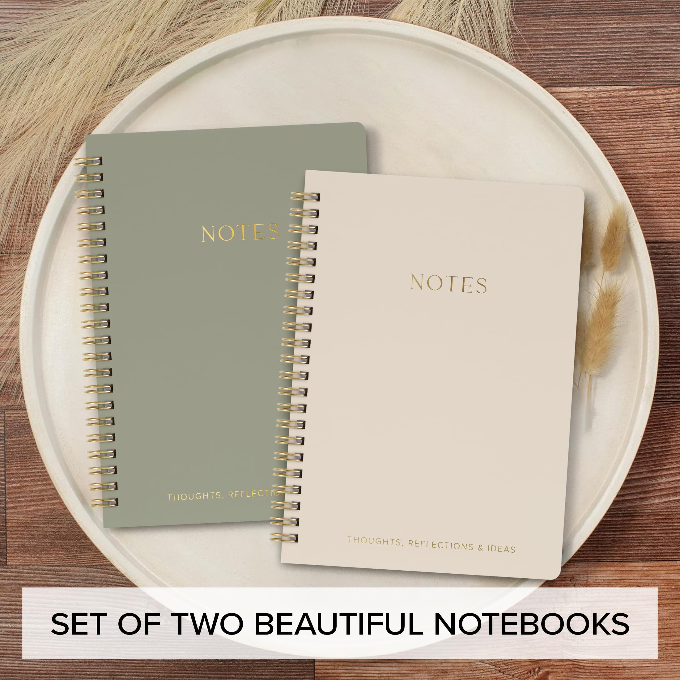 2 Pack Spiral Notebooks For Women - Aesthetic College Ruled Journals For Writing