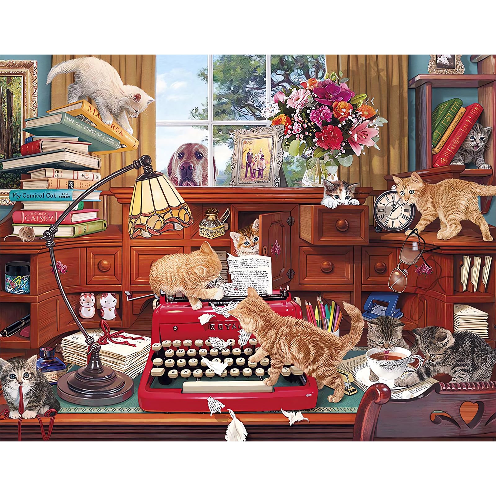 Chengqism Jigsaw Puzzles 100 Pieces for Adults Cat Puzzle 100 Pieces Animals 100 Piece Jigsaw Puzzle with Extra Large Piece for Adult Educational Games-Home Decoration Puzzles for Adult Teens Seniors — image 1