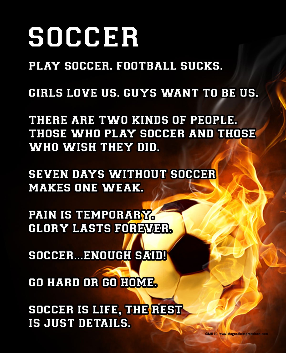 Posters and Prints by Magnetic Impressions Unframed Soccer Player Fire 8β x 10β Sport Poster Print