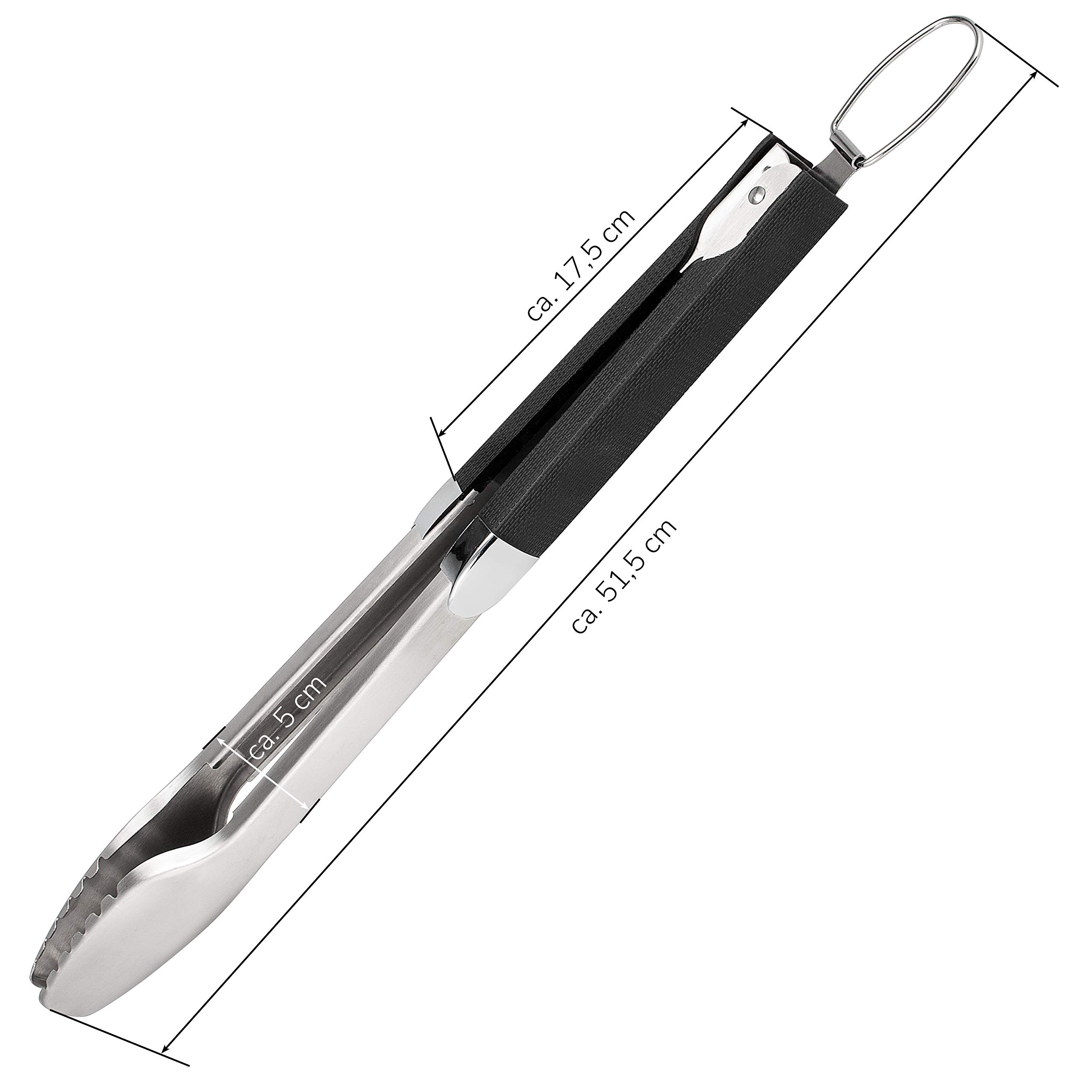 bremermann Set di posate per barbecue, 3 pezzi, pinza, paletta, forchetta per carne, accessori per barbecue in acciaio inox con impugnatura morbida