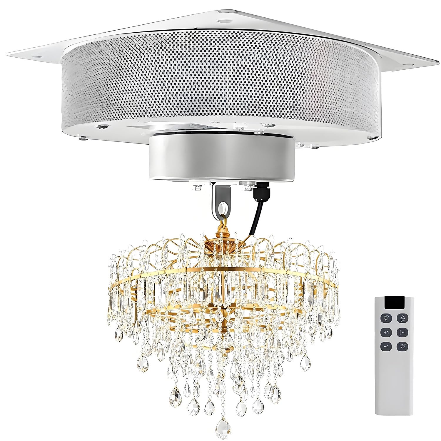 JozyJul Motorized Chandelier Hoist Lift System with Remote Control, Chandelier Hoist Lifter System Heavy Duty Chandelier Lifter, Electric Motor Villas Pendant Lamps Lifter 88LBS