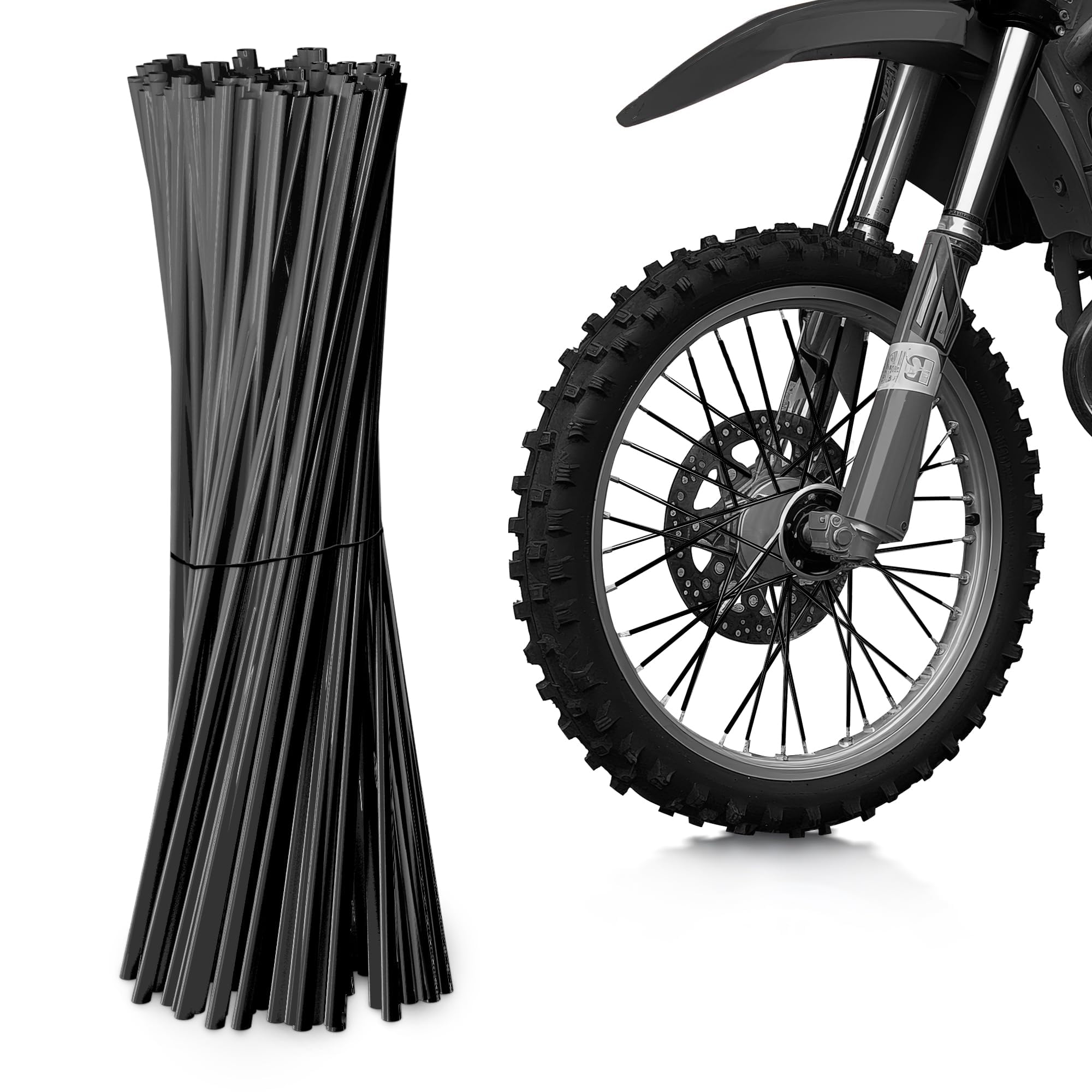E-riding 72Pcs Black Bicycle Bike Spoke Protector | Spoke Decoration for Motorcycles, Wheelchairs, Cross-Country Motorcycle Pipe Trim for 8"-21" Rims-picture-18