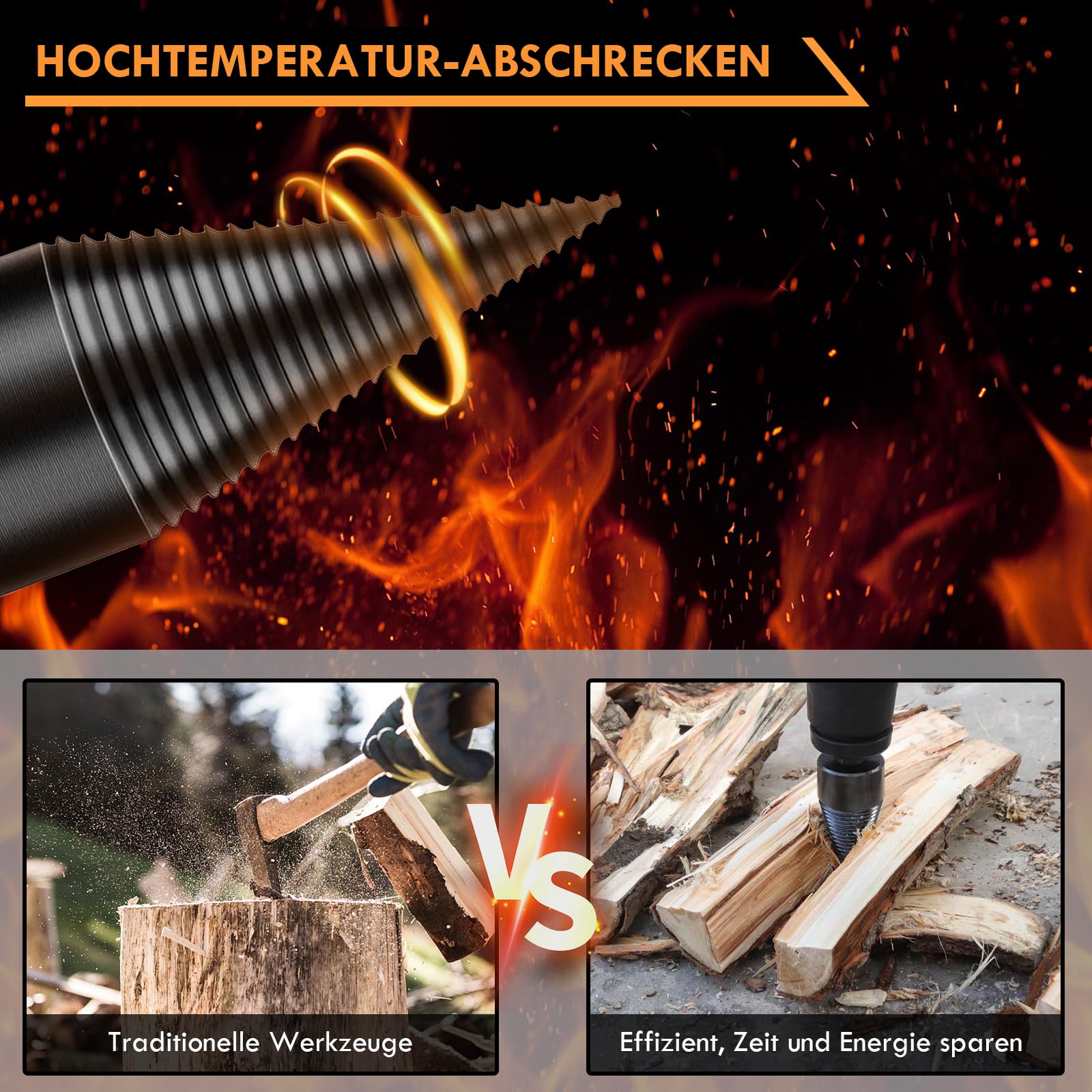 Holzspalter Bohrer 45mm + 32mm mit 4 Bohrgriffe（(1.15, Kilogramm)