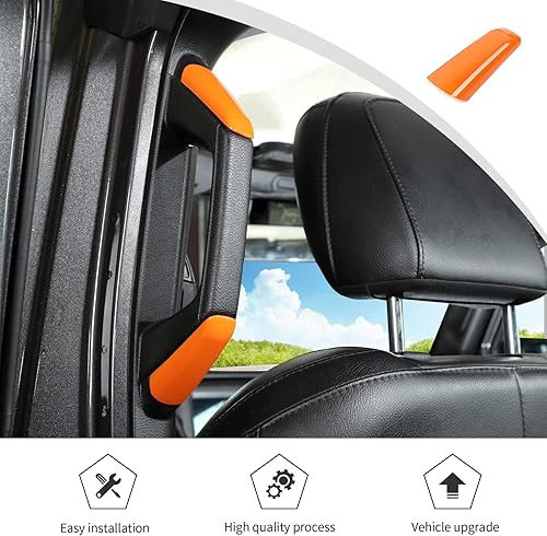 Miniatura 6 de Voodonala Manijas de agarre de pilar para Jeep JL A&B, accesorios Gladiator JT, ABS naranja, 8 unidades