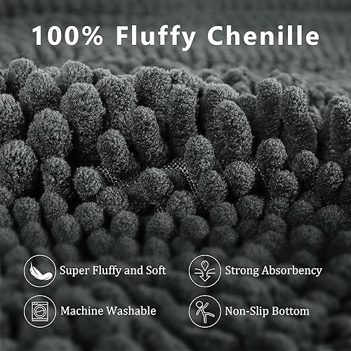 Miniatura 4 de ELEHOLD Juego de 3 alfombras de baño, alfombra de baño suave y absorbente, alfombra antideslizante para ducha