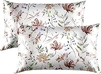 Vista 29 de EXQ Home - Funda de almohada de satén para cuidar el cabello y la piel, tamaño estándar, de seda con estampado negro, juego de 2 fundas con cierre