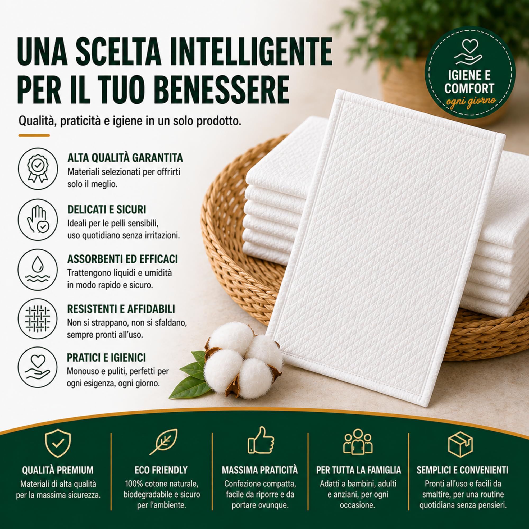 200 Guanti da Bagno Usa e Getta Ultra Morbidi - Non Tessuti Imbottiti - Per Cura Medica e Igiene - Bianchi - Le Pro del Medicale