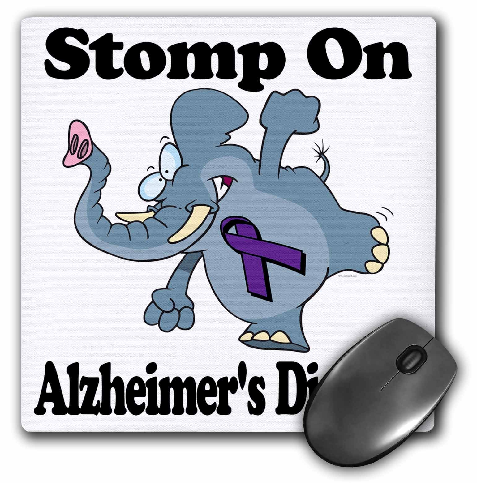 3dRose LLC 8 X 8 X 0.25 Inches Elephant Stomp on Alzheimers Disease Awareness Ribbon Cause Design Mouse Pad (mp_114476_1)