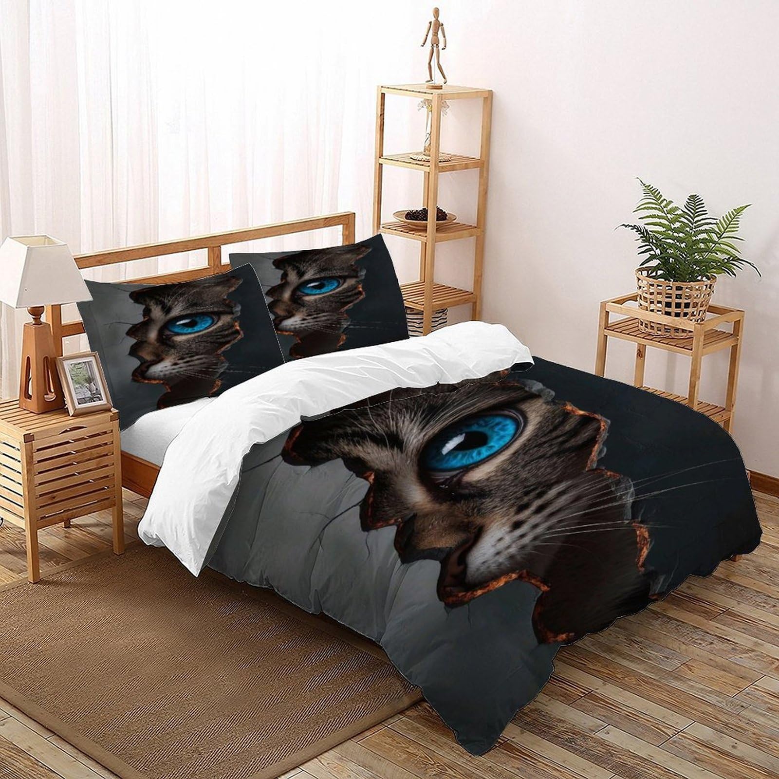 Housse de couette 260x220 avec fermeture éclair microfibre anti-plis imprimé animal