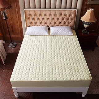 JIANINGHOME Almohadilla de colchón transpirable, 120 x 200 pulgadas, color amarillo, 1, suave debajo de la cama hecha de 100% algodón, protector de colchón transpirable, cubrecolchón, cubrecolchón