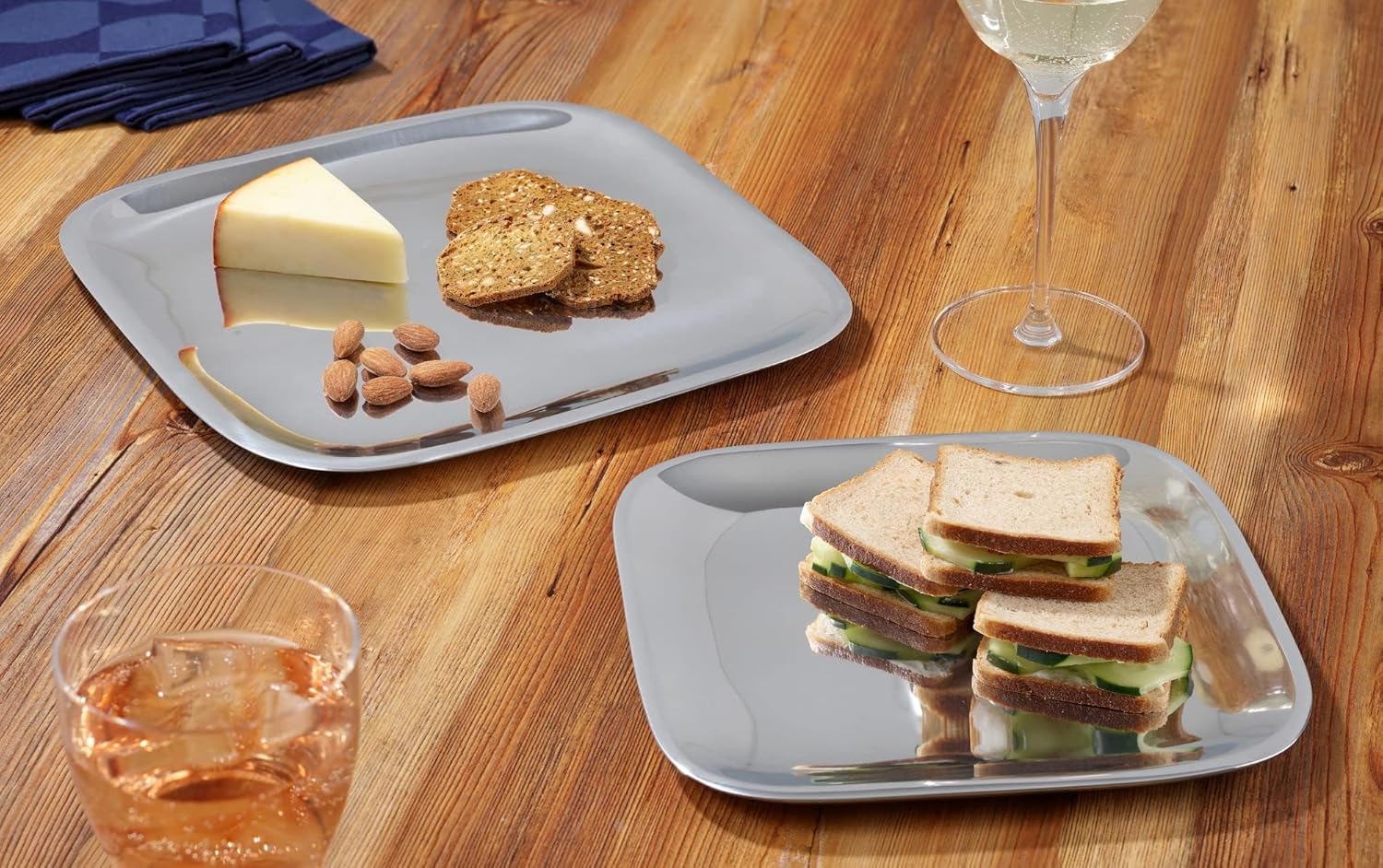 nambe Square Platter | Oven Safe Plate for Serving Food Party Entertaining | 11-Inch Serving Tray for Steak, Appetizers, Salad, and Turkey | Made of Metal Alloy