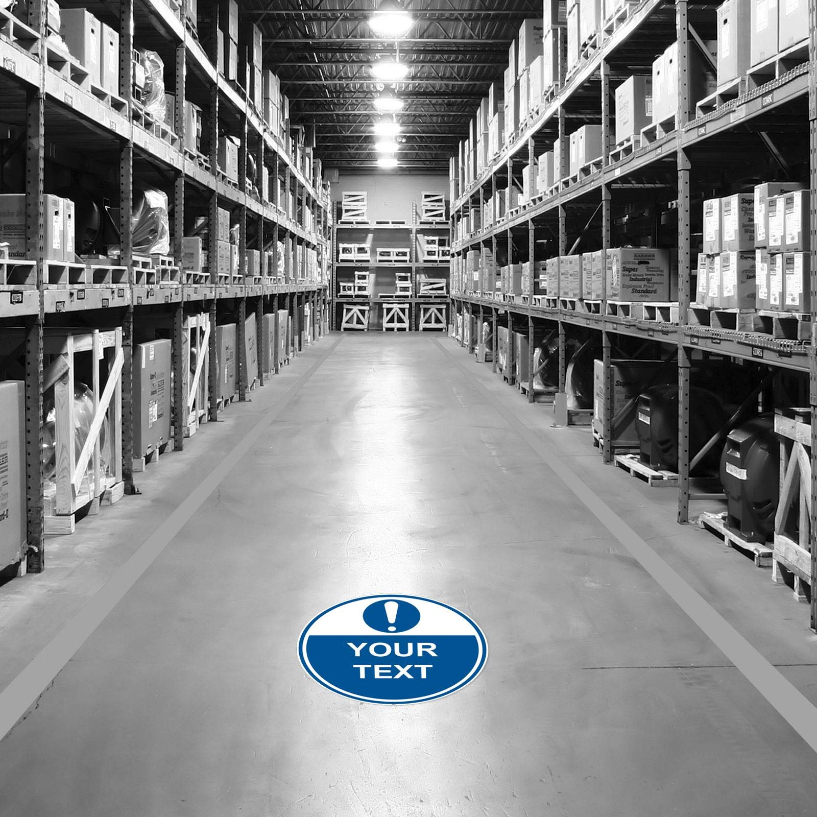 Marcador de señal de piso obligatorio – Adhesivo de vinilo antideslizante – Señalización de seguridad de fábrica Wearhouse