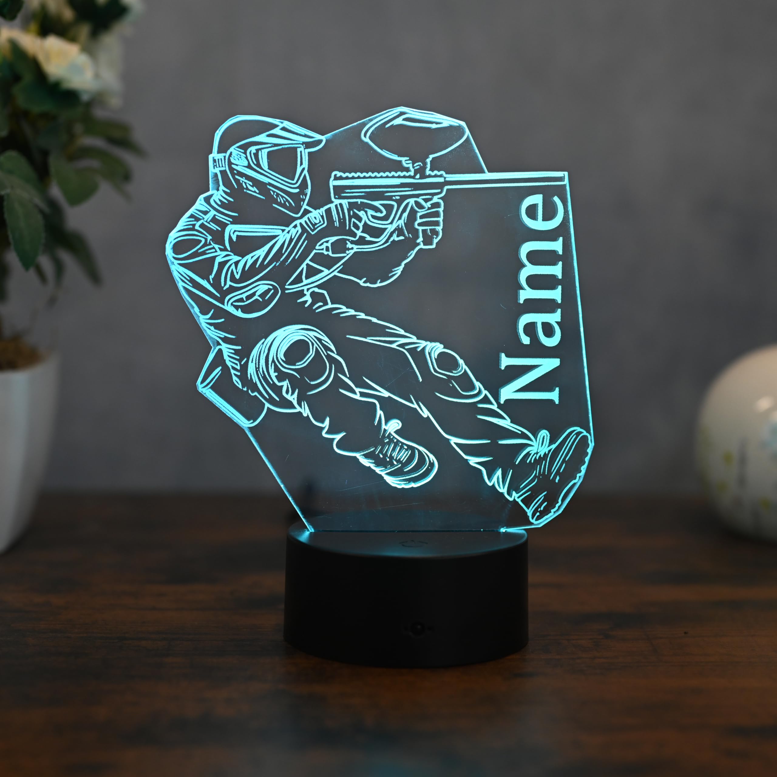 Paintball Lampe – LED Licht für Paintball Spieler – Personalisiertes Geschenk – Paintball Team Logo und Grafik – Paintball Deko und Motiv